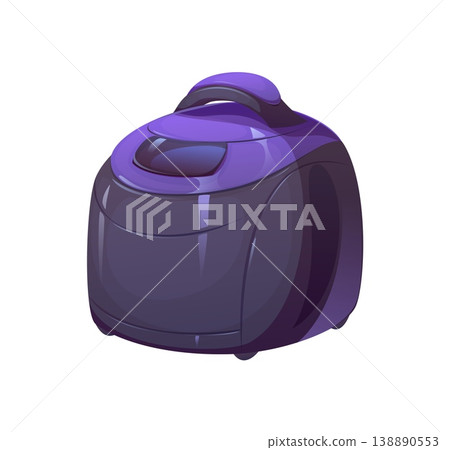Cartoon multicooker with closed lid and control button. Modern electric kitchen appliance for home cooking and food preparation, compact glossy household device. Isolated vector kitchenware utensil Cartoon multicooker with closed lid and control button. Modern electric kitchen appliance for home cooking and food preparation, compact glossy household device. Isolated vector kitchenware utensil 138890553