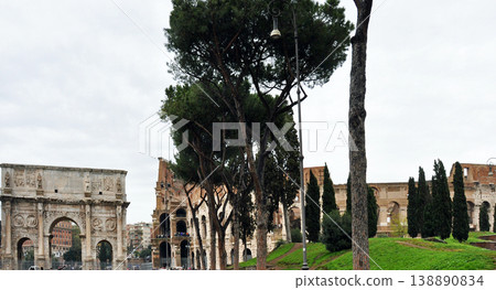 Italy, Rome, World Heritage Site: Arch of Constantine (front view) Italy, Rome, World Heritage Site: Arch of Constantine (front view) 138890834