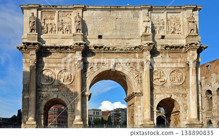 Italy, Rome, World Heritage Site: Arch of Constantine (front view) 138890835