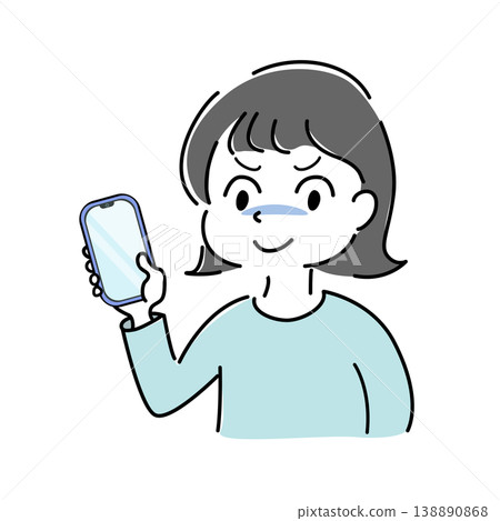 一幅簡單的插圖,描繪了一位神情憂慮的女性看著她的智慧型手機(智慧型手機、不祥、欺詐、不安、麻煩、人物圖像) 一幅簡單的插圖,描繪了一位神情憂慮的女性看著她的智慧型手機(智慧型手機、不祥、欺詐、不安、麻煩、人物圖像) 138890868