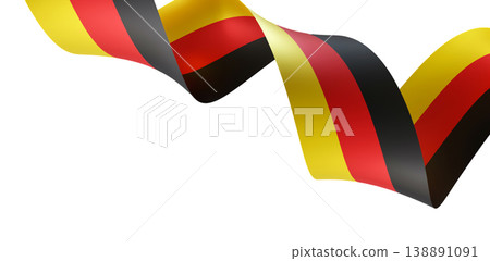 A cut-out ribbon displays the colors of the German flag. It presents a twist of black, red, and yellow on a clear background. The design highlights national colors in a simple manner A cut-out ribbon displays the colors of the German flag. It presents a twist of black, red, and yellow on a clear background. The design highlights national colors in a simple manner 138891091