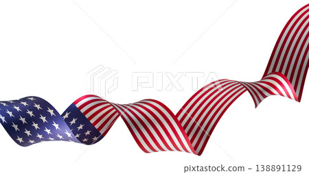 An American flag is shown in a wavy pattern with stars and stripes. It is cut out and placed on a clear background for focus. The design highlights national pride An American flag is shown in a wavy pattern with stars and stripes. It is cut out and placed on a clear background for focus. The design highlights national pride 138891129