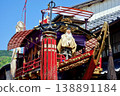美濃祭品的船形浮雕：美麗的日本節日，飾有金箔雕刻和浮雕人物。 138891184