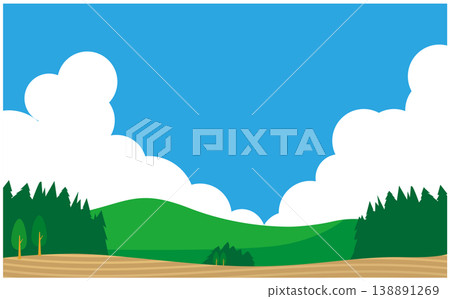 鄉村田野和天空的簡單背景。 138891269