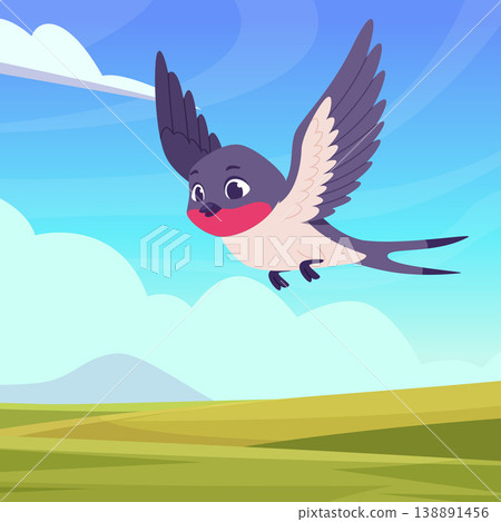Swallow. flying freedom cartoon bird outdoor Swallow. flying freedom cartoon bird outdoor 138891456