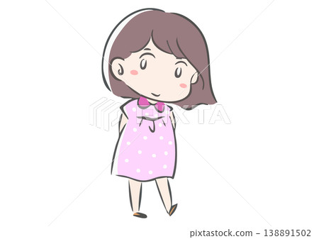 一款略帶俏皮感的波波頭，髮色與女孩的髮色相呼應。 138891502