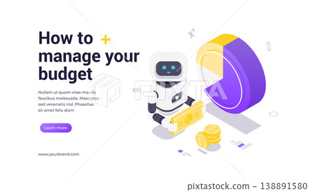 Artificial Intelligence Financial Budget Management Robot Isometric Banner Illustration Template Artificial Intelligence Financial Budget Management Robot Isometric Banner Illustration Template 138891580
