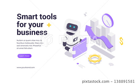 Artificial Intelligence Business Automation Smart Tools Robot Isometric Banner Vector Template Artificial Intelligence Business Automation Smart Tools Robot Isometric Banner Vector Template 138891581