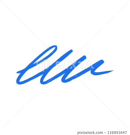 Abstract Blue Scribble Signature Vector Illustration. Hand Drawn Whimsical Doodle Element Grunge Texture 138891647