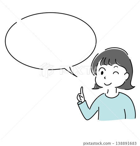 一個簡單的插圖,描繪了一位女性眨眼微笑並指向前方(用於指導、解釋、要點、對話框和角色材料)。 一個簡單的插圖,描繪了一位女性眨眼微笑並指向前方(用於指導、解釋、要點、對話框和角色材料)。 138891683