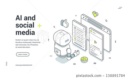 AI And Social Media Marketing Automation Isometric Banner Vector Illustration AI And Social Media Marketing Automation Isometric Banner Vector Illustration 138891784
