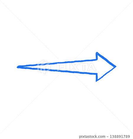 Blue Arrow Pointing Right Direction Sign. Hand Drawn Doodle Vector Illustration 138891789