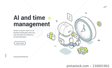 AI And Time Management For Business Productivity Isometric Banner Vector Illustration AI And Time Management For Business Productivity Isometric Banner Vector Illustration 138891902
