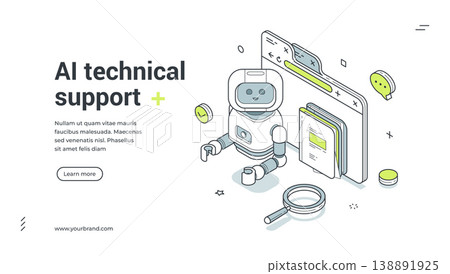 AI Technical Support Customer Service Isometric Banner Vector Illustration AI Technical Support Customer Service Isometric Banner Vector Illustration 138891925