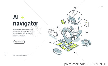 AI Navigator For GPS Route Planning And Location Tracking Isometric Banner Vector Illustration AI Navigator For GPS Route Planning And Location Tracking Isometric Banner Vector Illustration 138891931