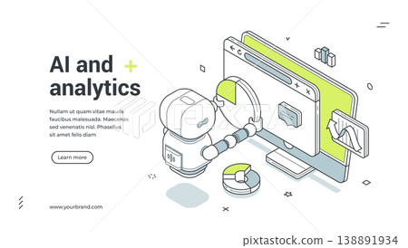 AI And Analytics For Smart Data Processing Isometric Banner Vector Illustration AI And Analytics For Smart Data Processing Isometric Banner Vector Illustration 138891934