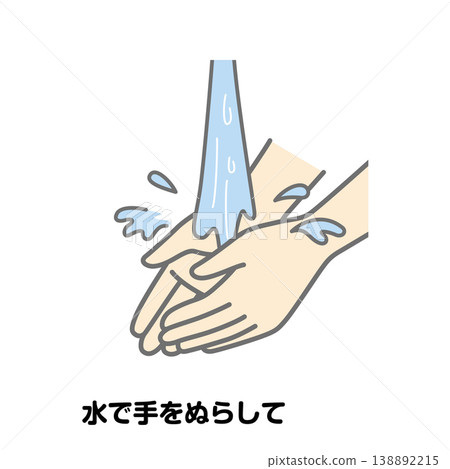 用水打濕雙手。 138892215