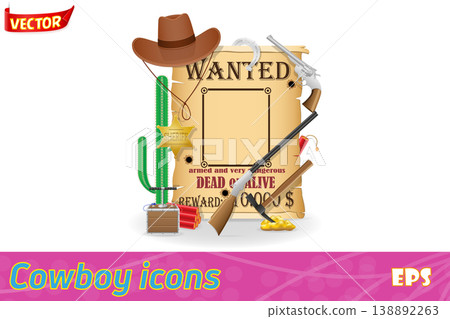 cowboy wild west concept icons vector illustration 138892263