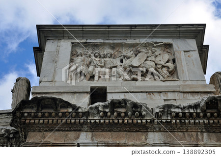 Relief on the western side of the Arch of Constantine, a World Heritage Site in Rome, Italy. Relief on the western side of the Arch of Constantine, a World Heritage Site in Rome, Italy. 138892305