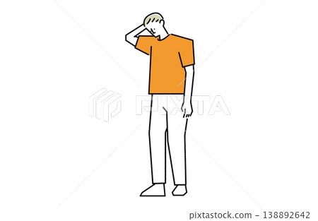 年輕人搔了搔頭,低下了頭。 年輕人搔了搔頭,低下了頭。 138892642