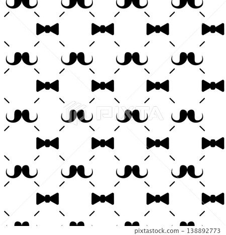 Elegance mustache seamless pattern. Classic style template with male mustaches and bow tie. Retro decorative print for fabric, wrapping, nowaday vector background 138892773
