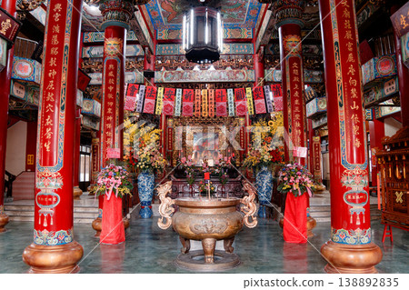 Majestic Interior of Gaomei Wenhsin Temple Red Pillars and Shrines Taichung Majestic Interior of Gaomei Wenhsin Temple Red Pillars and Shrines Taichung 138892835