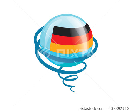 Vivid art of German flag orb surrounded by swirling vortex and spiral base for branding Vivid art of German flag orb surrounded by swirling vortex and spiral base for branding 138892960