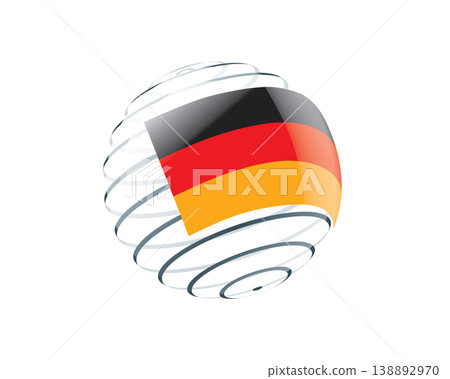 Clean illustration featuring German flag on globe with modern minimalistic style Clean illustration featuring German flag on globe with modern minimalistic style 138892970
