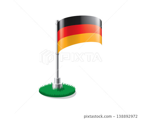 Highquality digital artwork depicting German flag on grassy terrain with shadow effects 138892972