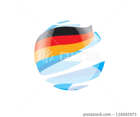 Germany flag motif. Flat of patriotic globe featuring waving Germany flag design 138892975