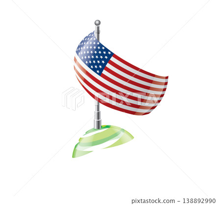 Highly detailed of waving American flag with metallic pole and subtle shadow effects for print Highly detailed of waving American flag with metallic pole and subtle shadow effects for print 138892990