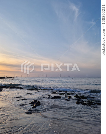 This is the Jeju seascape in the late afternoon as the sun sets. 138893231