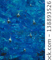 An original abstract acrylic painting created with a palette knife technique, featuring a fleet of minimalist sailing ships on a vast, vibrant blue ocean. 138893526