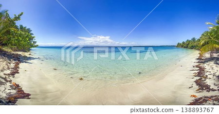 Wide tropical beach panorama with clear water Bocas del Toro Panama Wide tropical beach panorama with clear water Bocas del Toro Panama 138893767