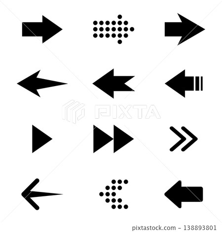 Set arrow icon. Collection different arrows sign. Black vector arrows vector Set arrow icon. Collection different arrows sign. Black vector arrows vector 138893801