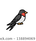 A single resident swallow, with deep gray wings and a bright red throat, showing a natural greige. Suitable for spring weather, natural ecology or bird encyclopedia themes 138894069