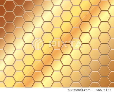 Golden metallic hexagonal honeycomb seamless background Golden metallic hexagonal honeycomb seamless background 138894147