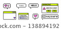 Pixel ui chat windows messages hearts and retro interface elements in 8 bit style 138894192