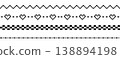Seamless pixel border pattern set with hearts waves and checkered lines in retro style 138894198