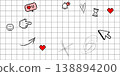 Pixel ui background with cursor icons hearts chat windows on checkered grid pattern 138894200