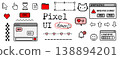 Pixel ui elements set with cursor icons chat windows hearts and retro red interface design 138894201