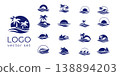 sunrise luxury waterfront logo set palm house wave ocean tropical beach branding collection 138894203