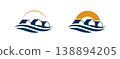sunrise luxury waterfront house row wave logo coastal real estate beach branding 138894205