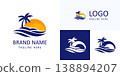 sunrise luxury waterfront palm island wave logo tropical ocean beach branding 138894207