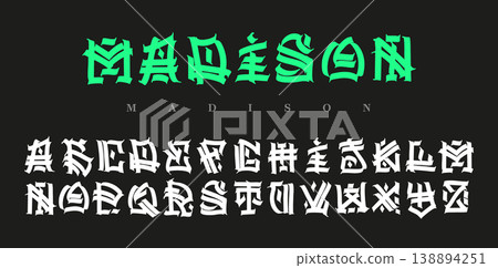 Calligraphy English alphabet. Hand drawn designer vector, medieval Latin letters and custom lettering for tattoos in old style Calligraphy English alphabet. Hand drawn designer vector, medieval Latin letters and custom lettering for tattoos in old style 138894251