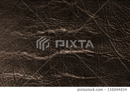 Detailed brown colored wrinkled textured leather with natural creases texture background 138894834