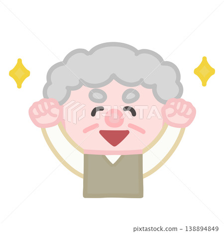 一位老人舉起拳頭，擺出勝利的姿勢 138894849