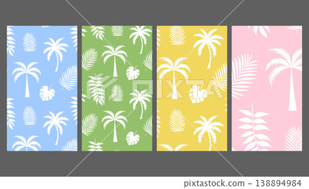 vertical abstract summer background with tropical palm leaves. a place for the text. vector 138894984