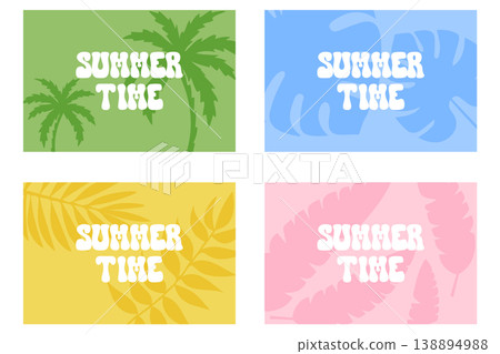 horizontal summer backgrounds with tropical palm leaves. summer time. vector illustration 138894988