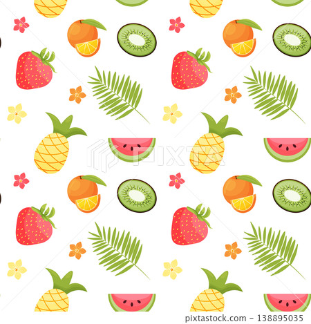 Seamless pattern with summer fruits . vector illustration Seamless pattern with summer fruits . vector illustration 138895035
